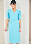 Kate Cooper Belted Straight Midi Dress, Aqua