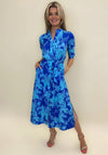Kate & Pippa Capri Leaf Print Midi Dress, Flower Blue