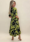 Kate & Pippa Capri Leaf Print Midi Dress, Flower Navy & Lime