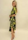 Kate & Pippa Capri Leaf Print Midi Dress, Flower Navy & Lime