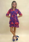 Kate & Pippa Latina Mini Dress, Royal Blue & Red