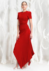 Kevan Jon Blaire Ruched Pleat Maxi Dress, Red