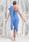 Kevan Jon Krystle One Shoulder Midi Dress, Cornflower