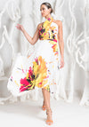 Kevan Jon Vienna Pleat Print Maci Dress, Ivory Multi