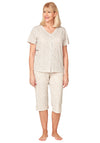 Marlon Zebra Short Sleeve Capri Pyjama Set, Mink