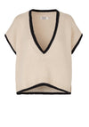 Masai Fabiola Sleeveless V-Neck Knitted Top, Black and White