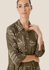 Masai Nydilla Leaf Print Shirt Midi Dress, Crocodile