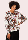 Masai Balloon Sleeve Print Top, Paprika Multi