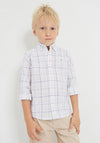 Mayoral Boy Cotton Print Long Sleeve Shirt, White Multi