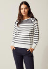 Micha Contrast Stripe Sweater, Off White & Navy