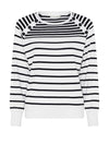 Micha Contrast Stripe Sweater, Off White & Navy