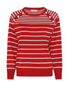 Micha Contrast Stripe Sweater, Red & Sand