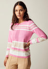 Micha Stripe Pattern Sweater, Pink & Sand
