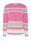 Micha Stripe Pattern Sweater, Pink & Sand