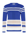 Micha Stripe Pattern Sweater, Royal Blue & Sand