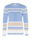 Micha Stripe Pattern Sweater, Dusty Blue & Sand