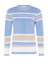Micha Stripe Pattern Sweater, Dusty Blue & Sand
