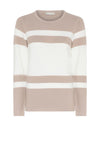 Micha Block Stripe Knit Sweater, Sand & Off White