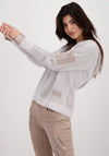 Monari Crochet Knit Full Zip Cardigan, Grey