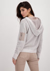Monari Crochet Knit Full Zip Cardigan, Grey