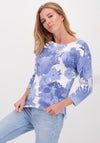 Monari Floral Knit Jumper, Blue & White
