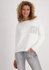 Monari Rhinestone Patch Pocket Knit Sweater, White