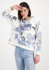 Monari Floral & Rhinestone Sweatshirt, Blue & White