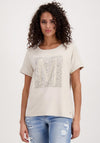 Monari Felling Good Rhinestone T-Shirt, Beige