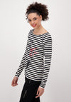 Monari Long Sleeve Striped T-Shirt, Black & White