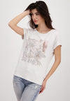 Monari Seamed Hem Graphic T-Shirt, Beige