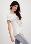 Monari Seamed Hem Graphic T-Shirt, Beige