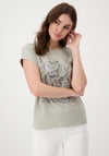 Monari Glitter & Floral Rhinestone T-Shirt, Sage