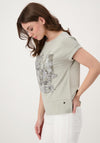 Monari Glitter & Floral Rhinestone T-Shirt, Sage