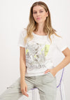 Monari Glitter & Floral Rhinestone T-Shirt, White