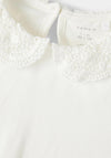 Name It Mini Girls Ragnan Crochet Collar Top, White Alyssum