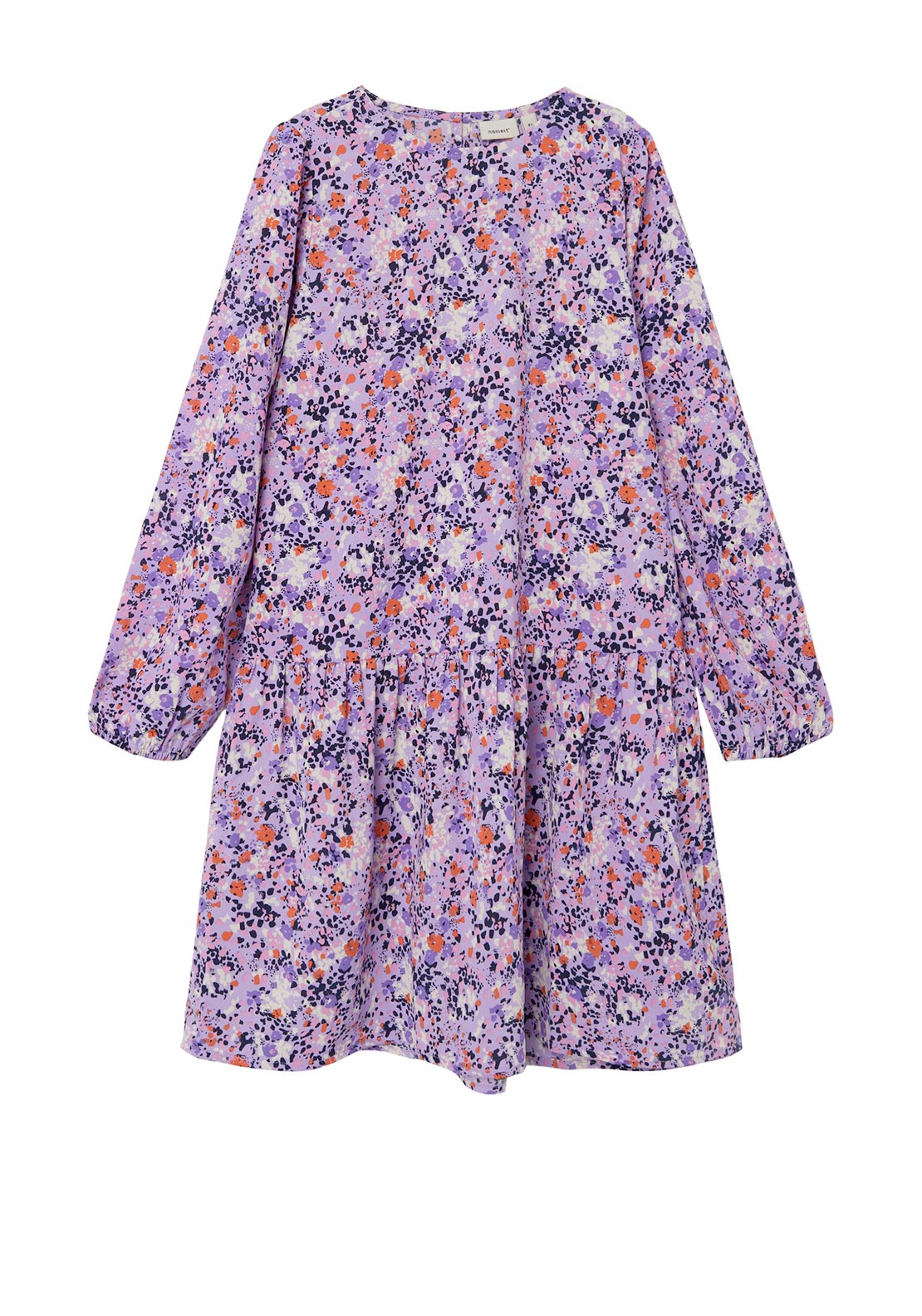 Name It Kid Girl Bodila Long Sleeve Dress, Sand Verbena