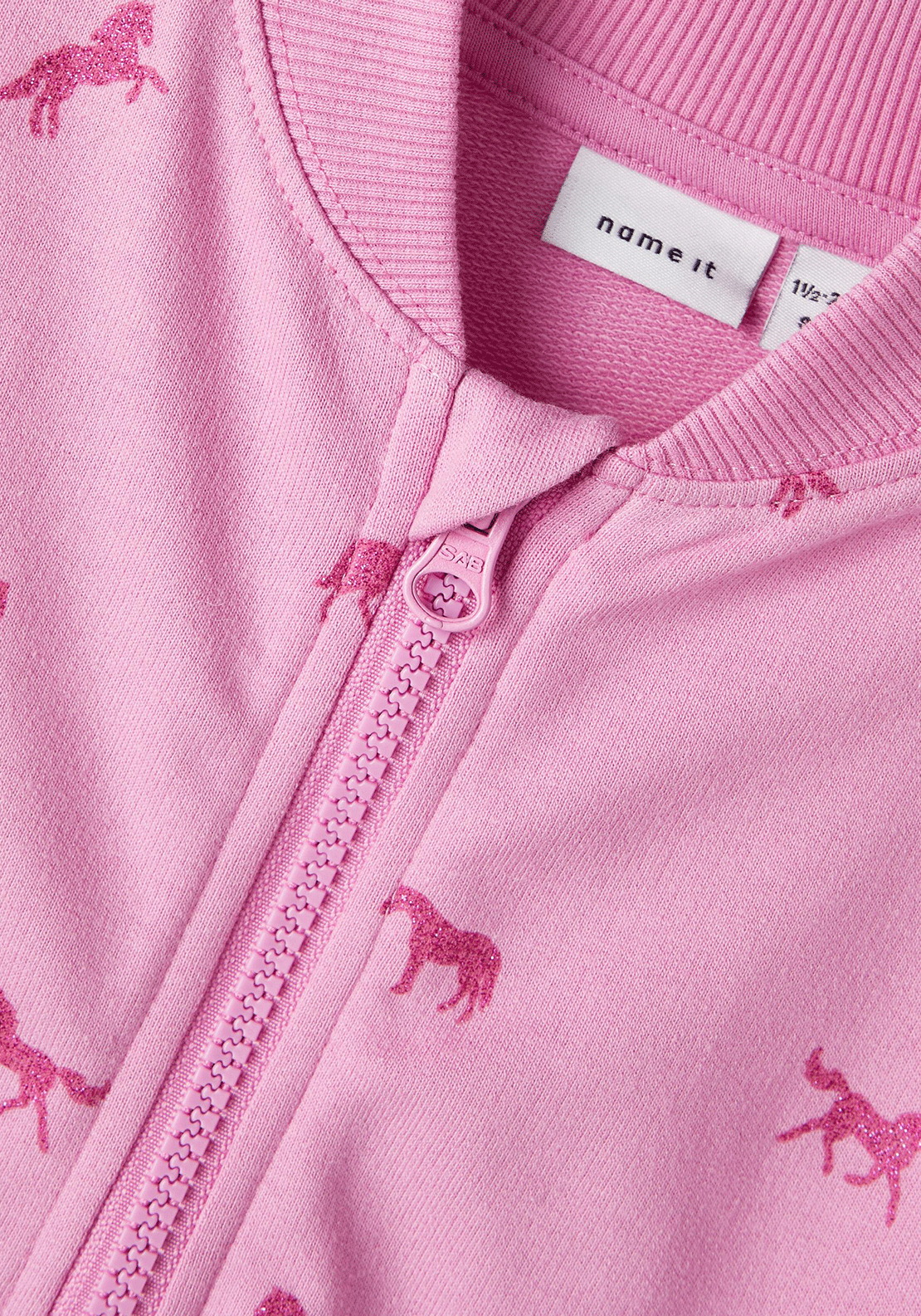 Name It Mini Girls Bascha Unicorn Graphics Full Zip, Cyclamen