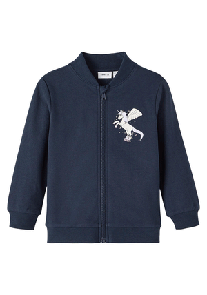 Name It Mini Girls Bascha Unicorn Full Zip, Dark Sapphire