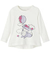 Name It Mini Girl Violet Long Sleeve Top, White Alyssum