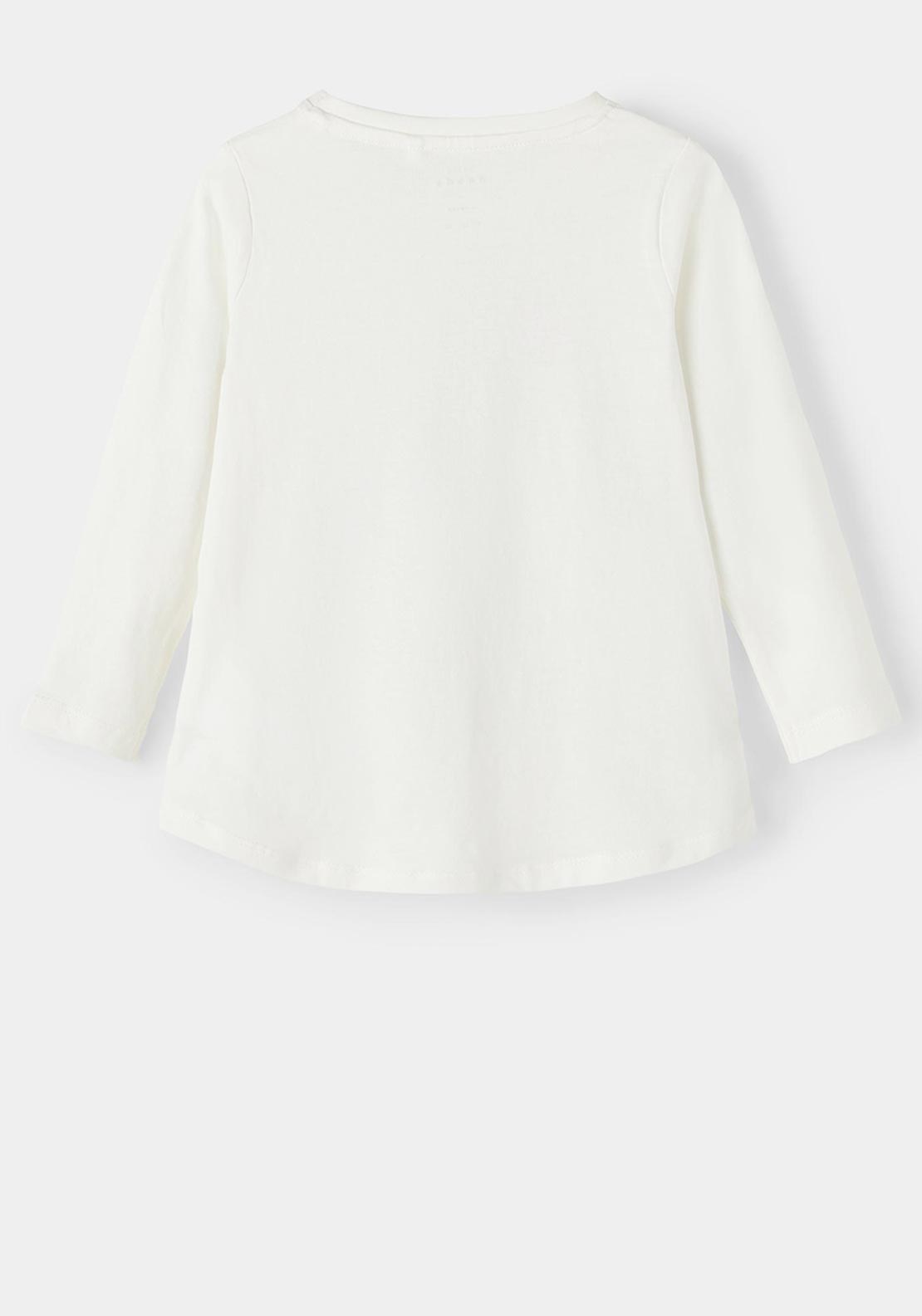 Name It Mini Girl Violet Long Sleeve Top, White Alyssum