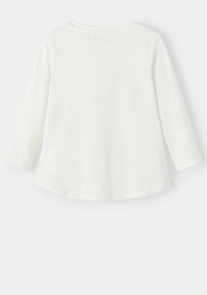 Name It Mini Girl Violet Long Sleeve Top, White Alyssum