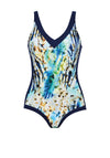 Naturana Contouring Scoop Back V-neck Swimsuit, Navy Multi