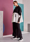 Naya Contrast Material Poncho Style Jacket, Black & White