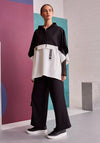 Naya Contrast Material Poncho Style Jacket, Black & White