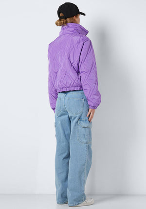 Noisy May Ziggy Quilted Bomber Jacket, Paisley Purple