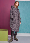 Naya Abstract Print Long Puffer Coat, Khaki & Black