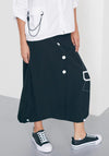 Naya Contrasting Button Skirt, Black