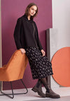 Naya Ribbed Print Midi Skirt, Black & Cobble Stone