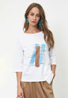 Naya Abstract Graphic T-Shirt, White & Vivid Blue