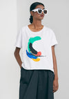 Naya Colourful Placement Print T-Shirt, White